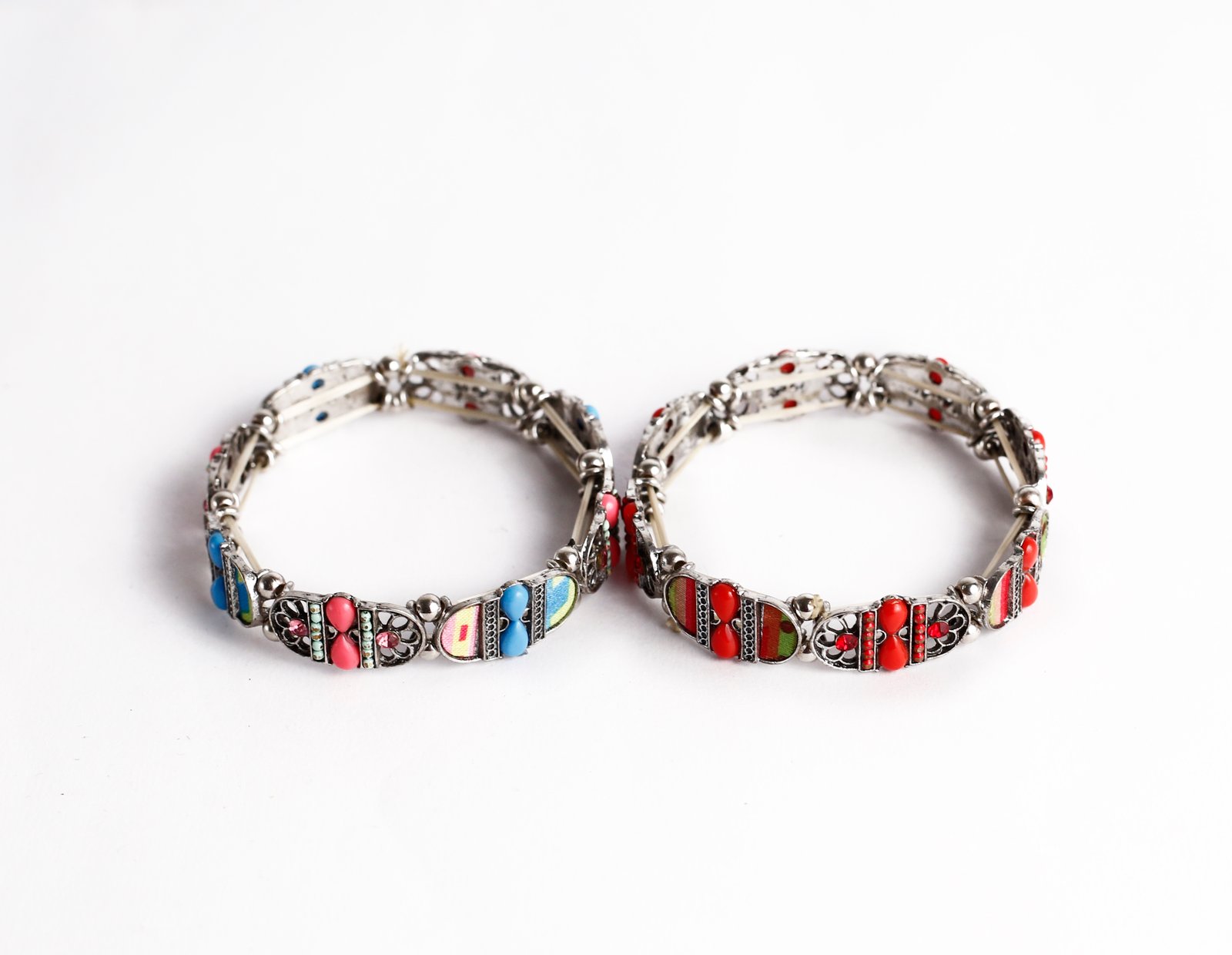 Silver Bangles with Stone Detailing